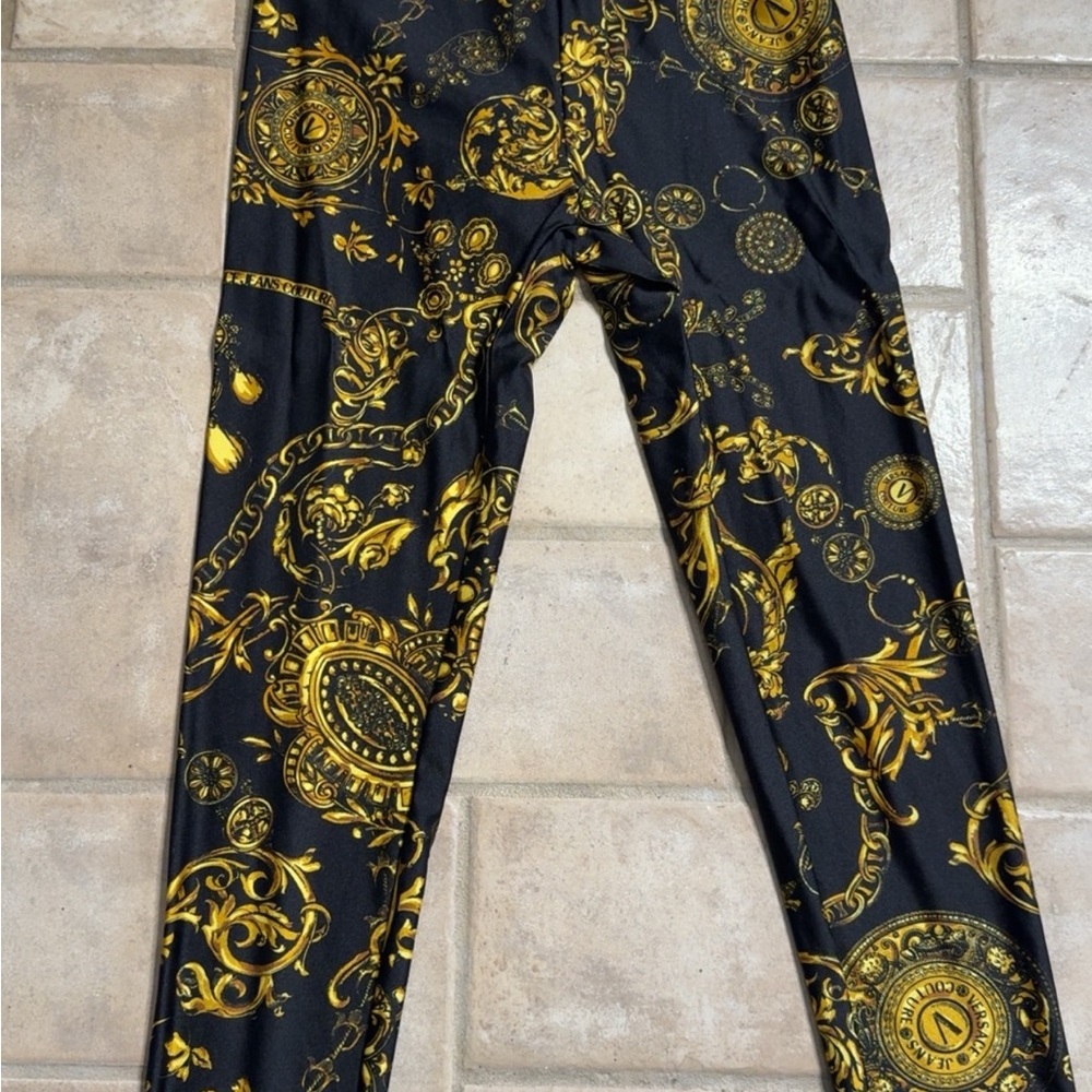Versace Jeans Collection Black and Gold Kids Leggings